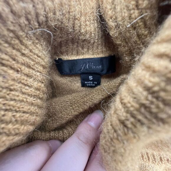 J Crew Womens Small Alpaca Wool Knit Long Sleeve Turtle Neck Sweater Tan Brown - Picture 3 of 4